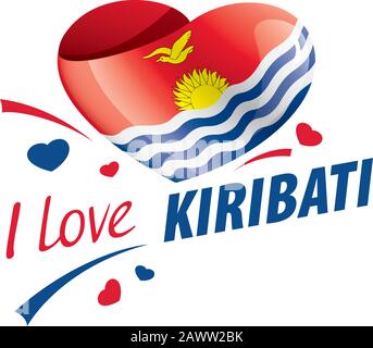 Nationalflaggen der Kiribati in Form eines Herzens und der Aufschrift "Ich liebe Kiribati". Vektorgrafiken Stock Vektor