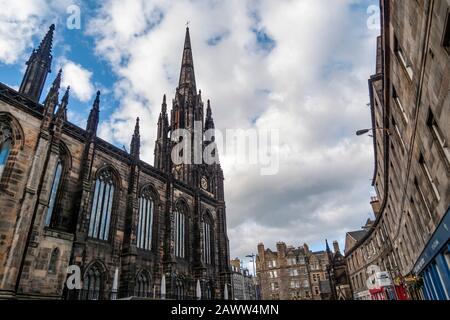 Tron Kirk Tower von Der High Street in Edinburgh, Schottland, Großbritannien. Stockfoto