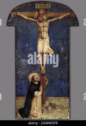 FRA Angelico - der heilige Dominikus Schmükt die Kreuzigung Stockfoto