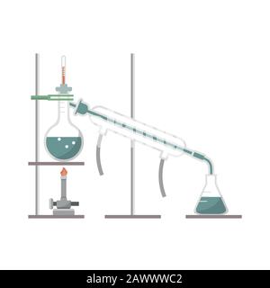 Einfaches Destillationsmodell im Chemielabor Stock Vektor