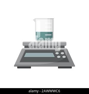 Laborgeräte, Waage und Becher Stock Vektor