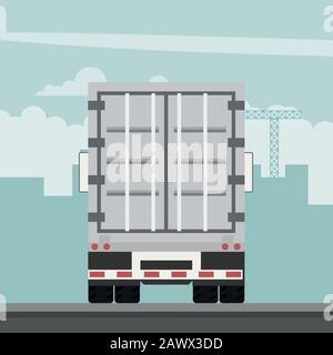 Vektordesign des Exportcontainer-Trailers. Transportlogistik Stock Vektor