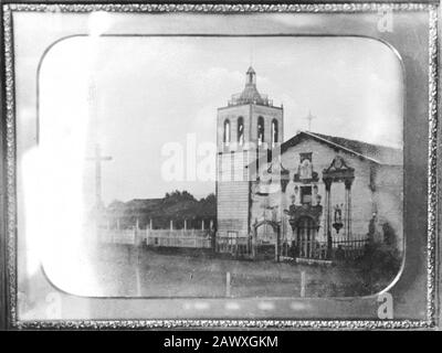 Gerahmte Ferrotypie Mission Santa Clara de Asis, 1875 Stockfoto