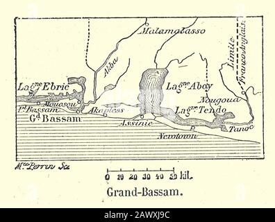 Frankreich & Kolonien-1894-Grand-Bassam. Stockfoto