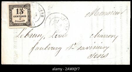 Frankreich 1869-10 Brief mit 15c Briefmarke SCJ4. Stockfoto