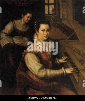 Lavinia Fontana - Selbstporträt am Spinet Stockfoto