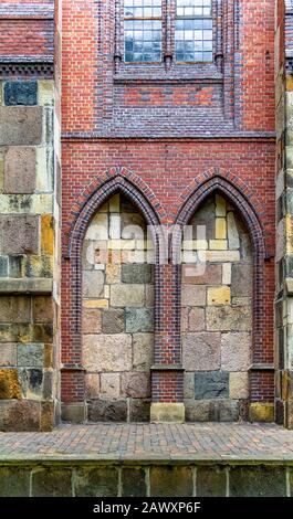 Architektonischen Details von St Lamberts Kirche in Oldenburg, eine unabhängige Stadt in Niedersachsen, Deutschland Stockfoto