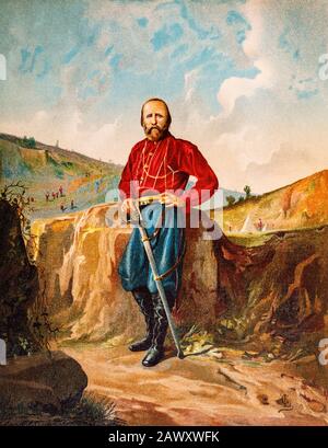 Giuseppe Garibaldi (Nizza, 4. Juli 1807-Caprera, 2. Juni 1882) war ein italienischer Militär und Politiker. Zusammen mit dem König von Sardinien Victor Manuel Stockfoto