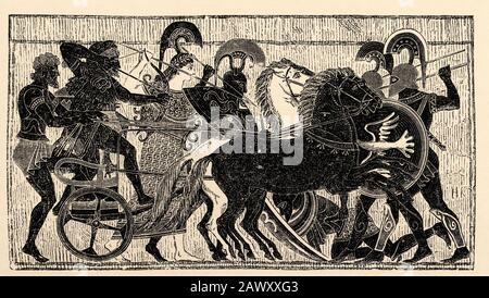 In der griechischen Mythologie ist Athena, auch als Pallas Athena bekannt, die Göttin des Krieges, der Zivilisation, der Weisheit und des Beschützers der hellenischen Krieger. Griechenland anc Stockfoto