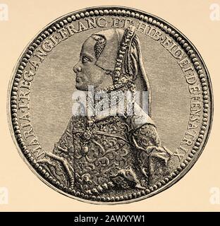 Portrait Medal SEAL of Mary I (18. Februar 1516 - 17. November 1558) war Königin von England und Irland. Der Spitzname "Bloody Mary". Geschichte von Philipp II Stockfoto