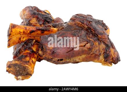 Zwei Langsam gekochte Lammschäfte isoliert auf weißem Grund Stockfoto
