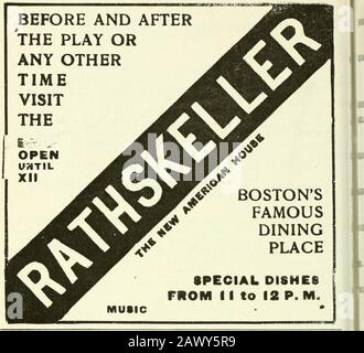 Diese Woche in Boston. rr Nordseite von Central Wharf, Fuß der State Street Erhöht tiii:ON um 10 a.m. und 2 P.M. Verlassen Sie Gloucester um 3 a.m. und 2.15 ,;. Tarif 50c pro Kay. Änderungen vorbehalten. Sun - iy, Boston verlassen, 10,15 m. Gloucester 3.15 P.M. verlassen. Für Providence oder Fall River - spezieller Trolleywagen verlässt Ziel&gt;fHcc Platz um 2,45 P.M. Tarif 75r. Tickets und alle anderen Trolley in-.oninition auf Passagier Dcpf., Bay State Street Railzvay Co. {Seejrst auf der Innenseite des Deckels.) Für Marblehead, Salem, Gloucester und Cape Ann nehmen Sie Autos atSrattle Street Eingang zum Scollay Square, Stockfoto