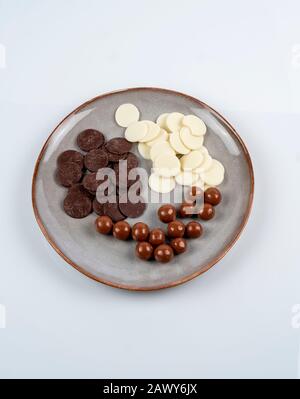 Verschiedene Schokoladenarten Stockfoto