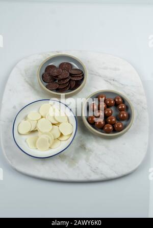 Verschiedene Schokoladenarten Stockfoto