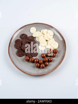 Verschiedene Schokoladenarten Stockfoto