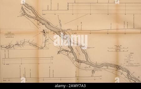 Wasserressourcen des Penobscot River Basin, Maine. 1 t ^ i 1^1 i ? Meilen 36 3 .i. Sidnaij Clapp. Chiel ol Parly)Fll RJ PLAN AND PROFILE PENOBSCOT RIVER, MAINE BANGOR TO NORTH TWIN LAKE Stockfoto