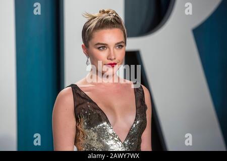 Florence Pugh besucht am 09. Februar 2020 die Oscar-Party der Vanity Fair im Wallis Annenberg Center for the Performing Arts in Beverly Hills, Los Angeles, USA. Weltweite Verwendung Stockfoto