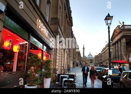 Gray Street in der Dämmerung, Newcastle-upon-Tyne Stockfoto