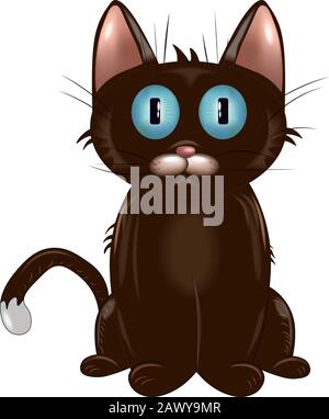 Cartoon braune Katze mit großen blauen Augen. Vektor Stock Vektor