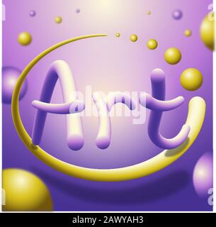 Text in Blasenform. Violette und gelbe Farben. Vektor Stock Vektor