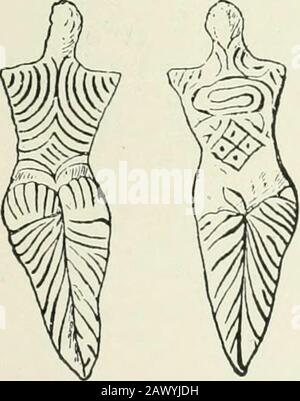 Eine Einführung in die Erforschung prähistorischer Kunst . Abb. 178.-Premykenisches steinfiu;URES fromthe ^gean. (I) Amorgos. (2) Kimolos.(3) Oliaros.. Stockfoto