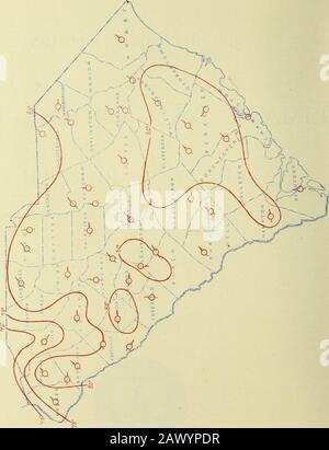 Klimatologische Daten, South Carolina. RALEIGH, N. C: BÜRO DES WETTERBÜROS. 1903. &lt; 5^ i Q I. dh (-(z. Li ?^V^X Jn.V, l!H&gt;;t. CIJMATK UND (MJOIS: ABSCHNITT SOUIII CAIIOI-INA. V. S. nKPARTMRNT VON AORICUI/RUR]; Klima und Croi Siirvici: OK THK WETTERBÜRO. ZENTRALSTELLE: WASHINGTON, D. C. SOUTH CAF^OLIL^R SEKTION. J. W. BAUER, Section Director, COLUMBIA, S. C. Vol. YL Columbia, S. C, Juli 1903. Nr. 7. FBOaHESS VON FARMWORK. Die Temperatur im Juli schwankte nie weit von thenormal, obwohl Maxima von 100^ oder mehr in den letzten zehn Jahren an einem der Stationen aufgezeichnet wurden. Am Vorabend Stockfoto