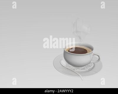 3D Rendering von Kaffee und Desserts Konzept Stockfoto