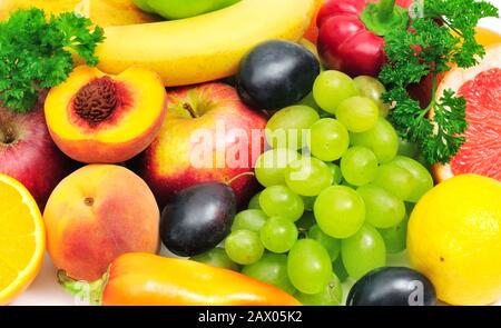 Obst und Gemüse Hintergrund Stockfoto