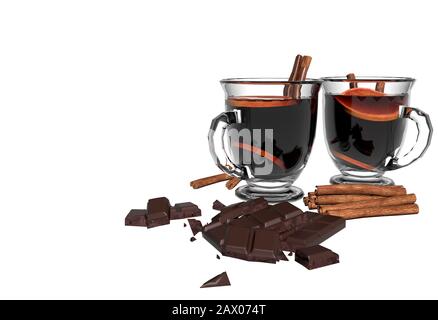 3D Rendering von Kaffee und Desserts Konzept Stockfoto