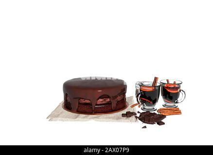 3D Rendering von Kaffee und Desserts Konzept Stockfoto