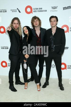 West Hollywood, Ca. Februar 2020. The Struts, bei der Elton John 28th Annual Academy Awards Viewing Party im West Hollywood Park in Kalifornien am 9. Februar 2020. Kredit: Faye Sadou/Media Punch/Alamy Live News Stockfoto