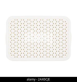 Ivory Artificial Rattan Korbkorb mit Deckel Draufsicht isoliert auf weißem Hintergrund Stockfoto