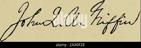 Der alte Middlesex mit kurzen biografischen Skizzen der Männer, die das Land seit seiner Ansiedlung offiziell bedient haben. John QUINCY ADAMS GRIFFIN, von Medford.Clerk of Courts 1859. ALTES MIDDLESEX. John Quincy Adams Griffin, Charlestown, Maiden und Med-fofdt 23. Juni, J859, bis September J, J859 (2 Monate)*. Geboren in Londonderry, N. H., 8. Juli 1820. Nachdem er in Pelham gelebt hatte, wo er die Distriktschulen besuchte, ging er 1844 im Alter von achtzehn Jahren nach Groton, Mass., wo er sich auf das College an der Groton Academy vorbereiten konnte. Im Jahr 1846 trat er in das AmherstCollege ein, machte aber keinen Abschluss Stockfoto