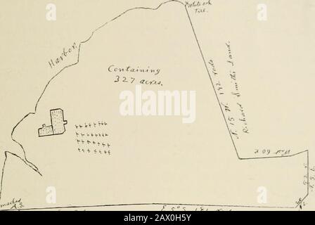 Aufzeichnungen über die Stadt Smithtown, Long Island, N.Y[elektronische Ressource] : mit anderen historischen Dokumenten von historischem Wert. I r i y2^^ £. 5 5, / 5-/ ^c ocCe Land von Adam Smith, Ostseite des Stony Brook Harbour. Smithtown, August Ye g, 1717. Auf Anfrage von Herrn Adam Smith habe ich die Ruhe der Landammenge in diesem annektierten Skeam oder Feige untersucht. Die erste Grenze ist ein Whiteoak Baum, gekennzeichnet A. S. stehend - in der Nähe Ye Kopf des Stony Brook Harbour, der östlich i Grad South 181 Stäbchen, von Thence East 5 Grad Southi Rods, dann Nordost 20 Stangen reicht. Aus Richtung Norden 5 Grad nach Osten. 52Stangen, von thenc Stockfoto