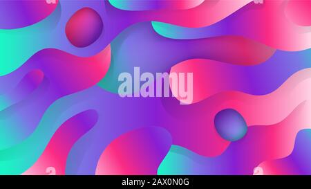 Abbildung: Abstrakter flüssiger Hintergrund, blauer, violetter und rosafarbener Gradient. Vektorgrafiken Stock Vektor
