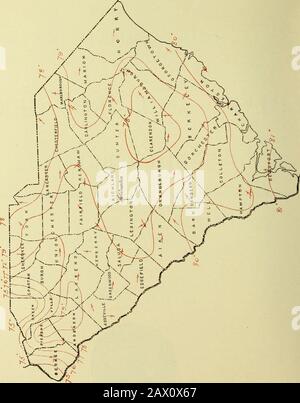 Klimatologische Daten, South Carolina. COL,UMBIA, S. C:WEATHER BUREAU BÜRO. &lt;y5 o 05 H-/) P o Q i-( W ^ P5 H Ah1^ &lt;1Eh O. AicuisT, 190-2. Klima UND CKOlS: SOUTIL CAROLINA ABSCHNITT. R. S. DHrARTMlvNT OK LANDWIRTSCHAFT, CLIMATl: Und CROP Sl-RVICB OK Rue WEATHER BUREAU. ZENTRALSTELLE: Washington, D. C. S0UTF4 CARObll^La SECTIOfJ.J. W. BAUER, Section Director, COLUMBIA, S. C. Vor. V. Columbia, S. C, August 1902. Nr. 8. FKOGRESS VON FARMWORK. Anfang des Monats gab es eine Zeit zu hoher Hitze, die etwa eine Woche schwärmt, und ao^Ain vom 18. Bis 22. Ndabnormal hohe Temperaturen^h prevaile Stockfoto