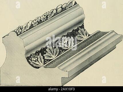 Formteile, Spiegel, Bilder und Rahmen. . Xo. 8. Hochpolierte Eiche. Verzierungen sind aus echtem Goldblatt, mit einer großen Reihe Von Begrasten Perlen. Eines der neuesten und besten Gussformen auf dem Markt. PREIS. 3 Zoll, pro 100 Fuß 30 00 Nr. 1. Echtes Gold. Diese Paneel mit hohlen und oben liegenden Verzierungen sind vergoldet mit echt goldenem Blatt. Das ist ein neues und elegantes Muster. Der Schnitt tut es nicht Gerechtigkeit. "Echt Goldis" ist das Beste. PREIS. 2 Zoll, pro 100 Fuß. * 25 00 3. 36 00 4 . 48 OO GEO. M LEE SR CO. CHICAGO. 15 KORNICE MOUI-DINGS. Stockfoto