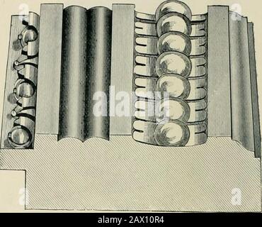 Formteile, Spiegel, Bilder und Rahmen. . lo. 7. Hochpolierte Kirsche. Verzierungen sind echt (3Altes Blatt. Die großen Perlen im Zentrum sind Brüniert. Eine sehr Handlich-etwas Form. PREIS. 3 Zoll, pro 30 Fuß. Xo. 8. Hochpolierte Eiche. Verzierungen sind aus echtem Goldblatt, mit einer großen Reihe Von Begrasten Perlen. Eines der neuesten und besten Gussformen auf dem Markt. PREIS. 3 Zoll, pro 100 Fuß 30 00 Nr. 1. Stockfoto