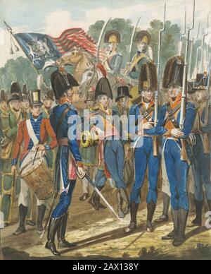 Mitglieder der City Troop und Anderer Philadelphia Soldery, ca. Im Jahre 181. Stockfoto
