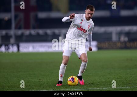 Verona, Italien. Februar 2020. Italienische Serie A. Hellas Verona Fc vs. Juventus Fc. Aaron Ramsey vom FC Juventus. Stockfoto