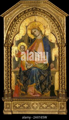 Madonna und Kind Thronen mit Zwei Spendern, ca. 1360-65. Stockfoto