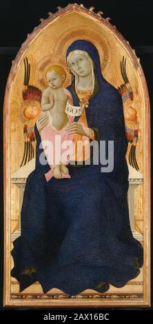 Madonna und Kind Thronen mit Zwei Cherubim, 1435-40. Stockfoto