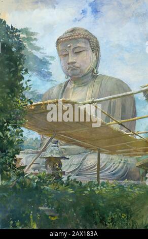 Die Große Statue des Amida-Buddha in Kamakura, Bekannt als Daibutsu, aus dem Garten Des Priesters, im Jahre 1887. Stockfoto