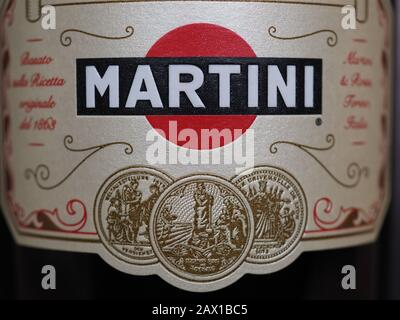 Turin, ITALIEN - CIRCA DEZEMBER 2019: Martini-Flasche Stockfoto
