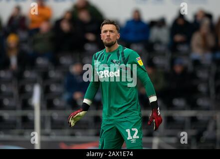 Swansea, Großbritannien. Februar 2020. Torhüter Ben Hamer (auf Leihbasis von Huddersfield Town) von Derby County beim Sky Bet Championship Match zwischen Swansea City und Derby County im Liberty Stadium, Swansea, Wales am 8. Februar 2020. Foto von Andy Rowland. Kredit: Prime Media Images/Alamy Live News Stockfoto