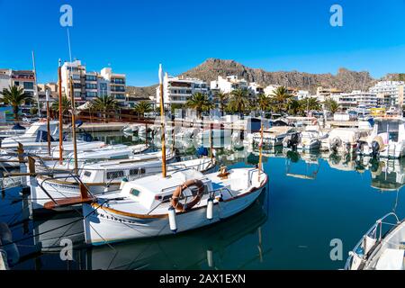 Port de Polena, Hafen, Nordwesten von Mallorca, Spanien, Stockfoto