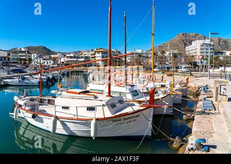 Port de Polena, Hafen, Nordwesten von Mallorca, Spanien, Stockfoto