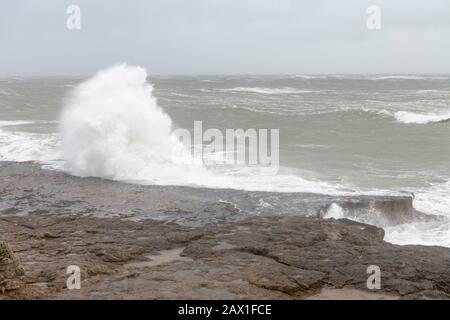 Portland Bill, Großbritannien, 02.10.20, Storm Ciara streift die Küste, Dave Hammant/Alamy Live News Stockfoto