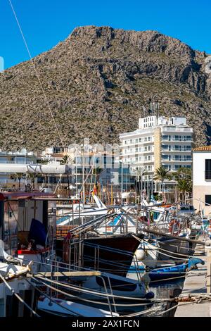 Port de Polena, Hafen, Nordwesten von Mallorca, Spanien, Stockfoto