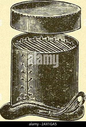 Narkologie : ein Handbuch der Wissenschaft über die allgemeine und lokale Schlagerei (Narkosen und Methoden der lokalen Anasthesie) : in 2 Bänden mit zahreichen Abbildern . Abb. 19. JuUiardsche Macke. Abb. 20. JuUiardsche Maskemitt Korbeinsatz. Diese JuUiardsche Maske ist in verschiedenen Modifikationen vor-händen, die hier übergangen averden können. Andere Aethermasken - 188 - sind die von Cerny (siehe Abb. 21) und von Rosenfeld (siehefigur 22). Stockfoto